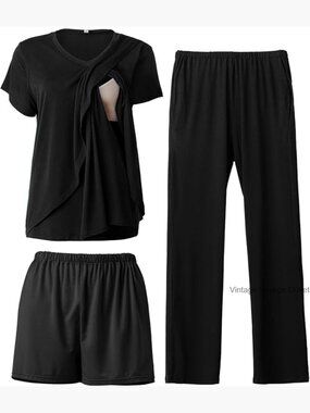 Nursing Pajamas Set Postpartum Breastfeeding Sleepwear with Pockets